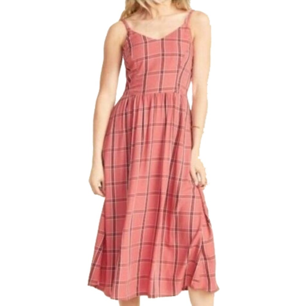 EUC Old Navy Pink Plaid Midi Dress (Size: XXL)